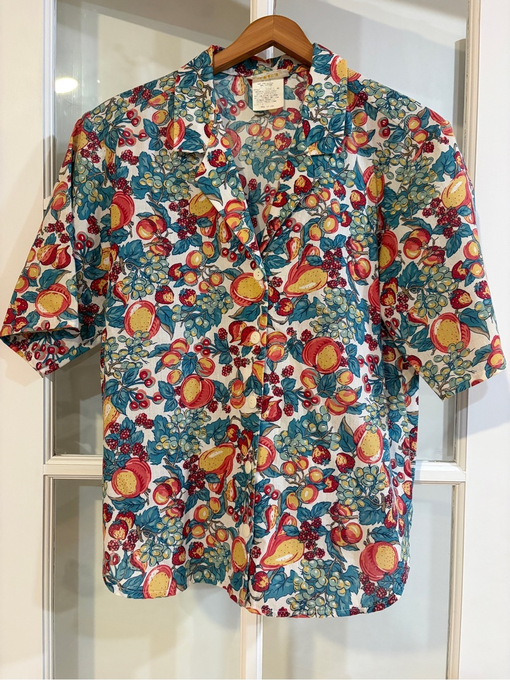 Vintage 90s Farmhouse Fruit Garden Prairie Cottagecore Homestead Blouse Small